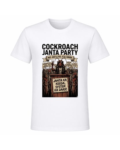 Cockroach Janta Party T-Shirt | Viral Meme Graphic Tee for Men | CJP Gen - z | Arpitum - ARPITUM