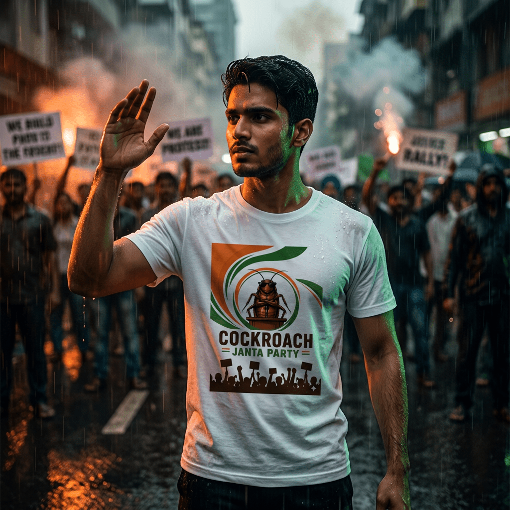 Cockroach Janta Party T-Shirt | Viral Meme Graphic Tee for Men | CJP Gen - z | Arpitum - ARPITUM