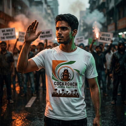 Cockroach Janta Party T-Shirt | Viral Meme Graphic Tee for Men | CJP Gen - z | Arpitum - ARPITUM