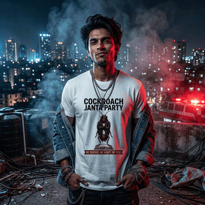 Cockroach Janta Party T-Shirt | Viral Meme Graphic Tee for Men | CJP Gen - z | Arpitum - ARPITUM