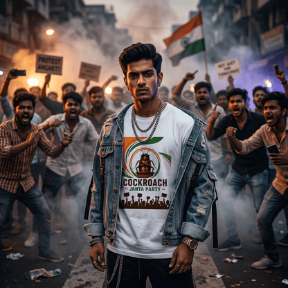 Cockroach Janta Party T-Shirt | Viral Meme Graphic Tee for Men | CJP Gen - z | Arpitum - ARPITUM