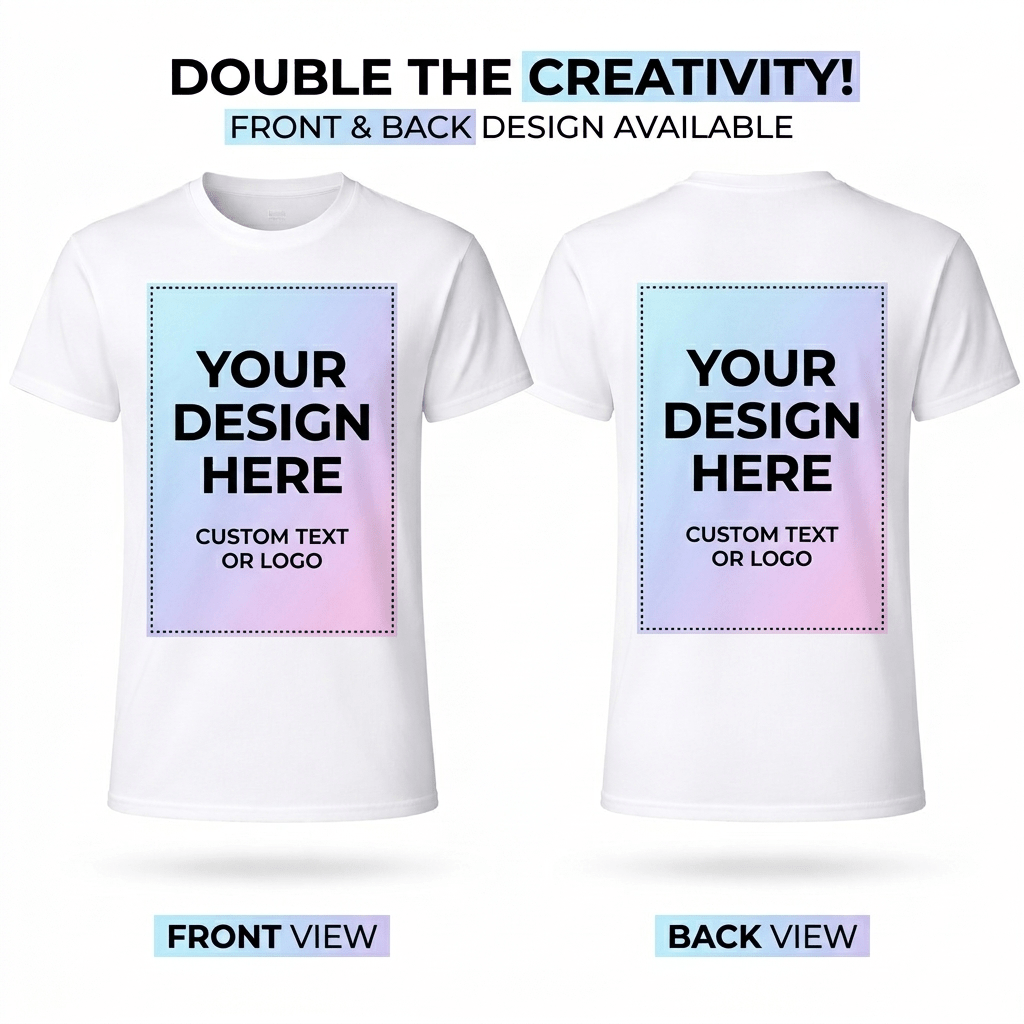 Custom Design Printed T-Shirt – Upload Your Design/Picture | 100% Polyester White Sublimation Tee | Arpitum - ARPITUM