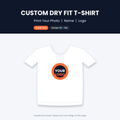 Custom dry fit t-shirt with photo, name and logo print - white unisex sports tee