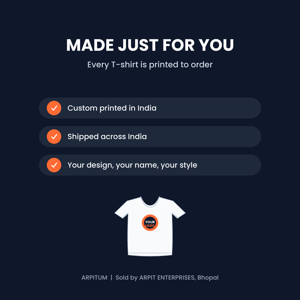 Made to order custom printed dry fit t-shirt from ARPITUM, printed and shipped in India