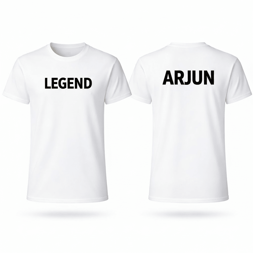 Custom Text Printed T-Shirt – Type Your Text/Name | 100% Polyester White Sublimation Tee | Arpitum - ARPITUM