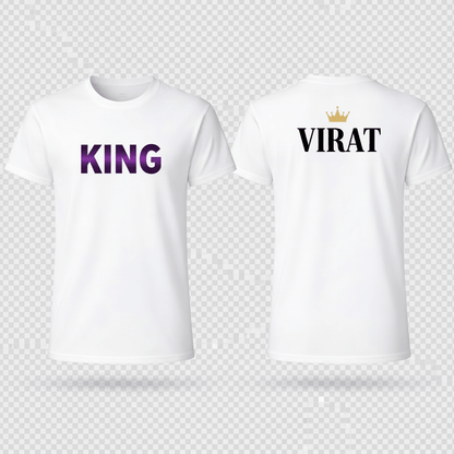 Custom Text Printed T-Shirt – Type Your Text/Name | 100% Polyester White Sublimation Tee | Arpitum - ARPITUM