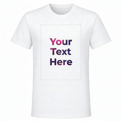 Custom Text Printed T-Shirt – Type Your Text/Name | 100% Polyester White Sublimation Tee | Arpitum - ARPITUM