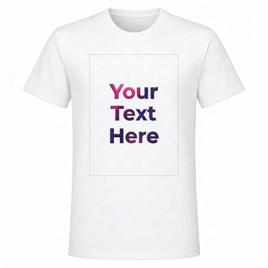 Custom Text Printed T-Shirt – Type Your Text/Name | 100% Polyester White Sublimation Tee | Arpitum - ARPITUM