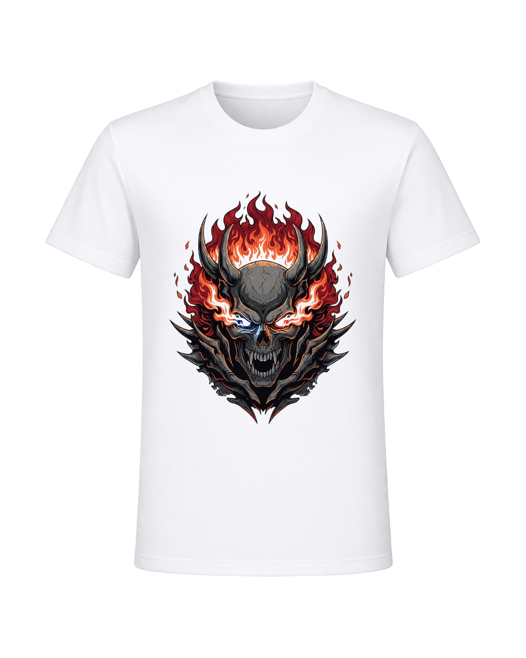 Dark Skull & Demon Graphic T-Shirt – White | Premium Streetwear Anime Monster Print | Arpitum - ARPITUM