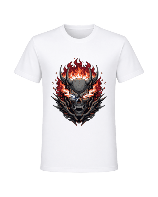 Dark Skull & Demon Graphic T-Shirt – White | Premium Streetwear Anime Monster Print | Arpitum - ARPITUM
