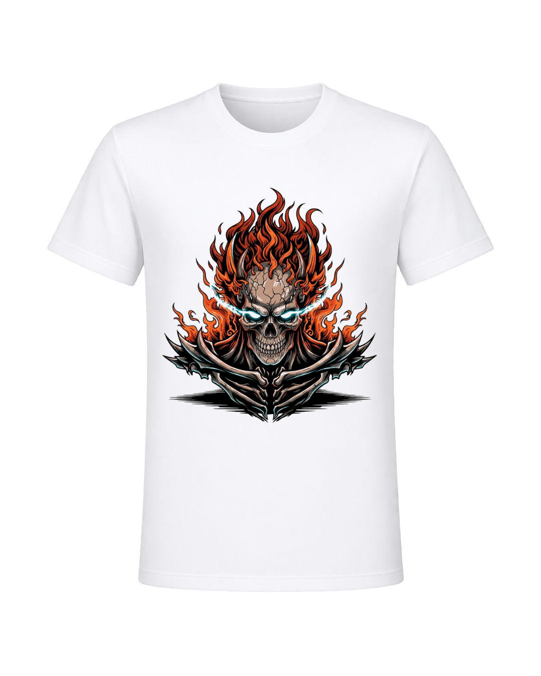 Dark Skull & Demon Graphic T-Shirt – White | Premium Streetwear Anime Monster Print | Arpitum - ARPITUM