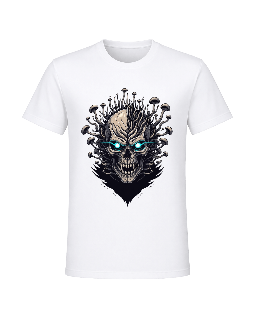 Dark Skull & Demon Graphic T-Shirt – White | Premium Streetwear Anime Monster Print | Arpitum - ARPITUM