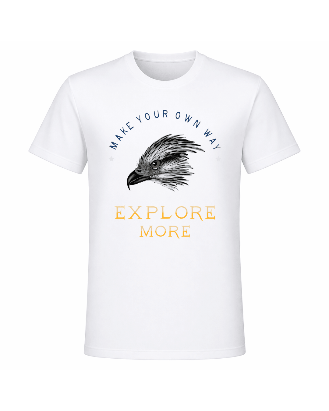 Explore More Graphic T-Shirt – Make Your Own Way Eagle Design | White - Polyester | Arpitum - ARPITUM