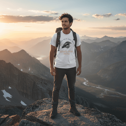 Explore More Graphic T-Shirt – Make Your Own Way Eagle Design | White - Polyester | Arpitum - ARPITUM