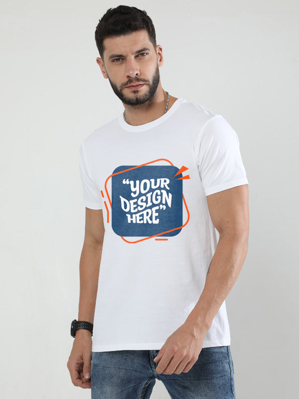 Custom round neck cotton t-shirt for photo, logo and artwork print