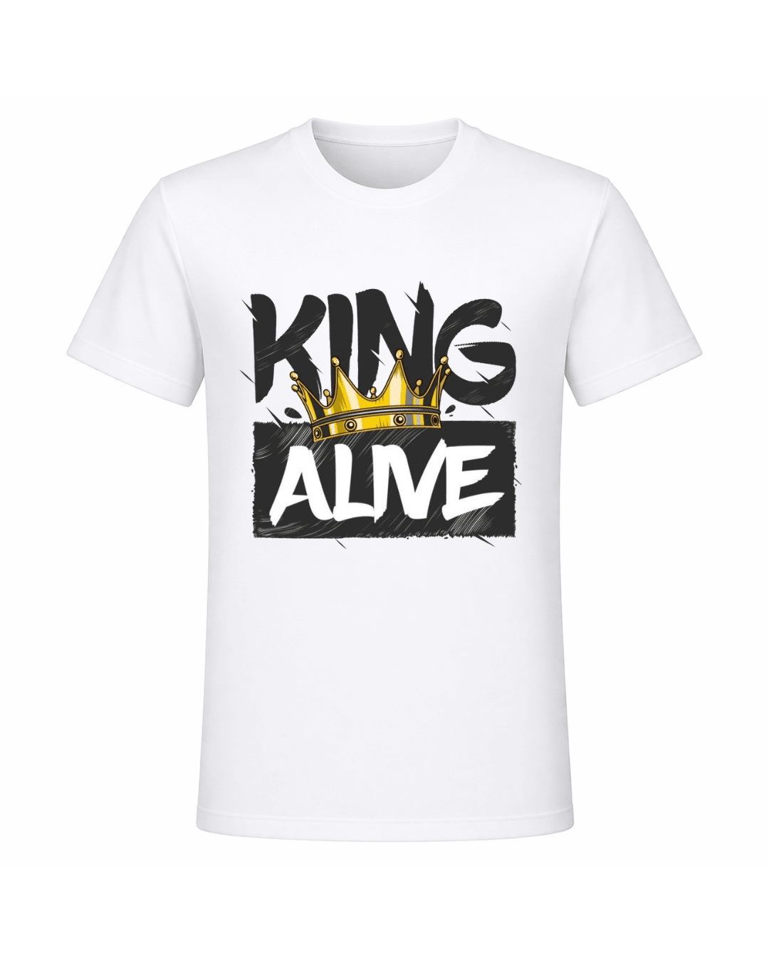King Alive Graphic T-Shirt – Crown Design | White Polyester Tee | Premium Streetwear - ARPITUM