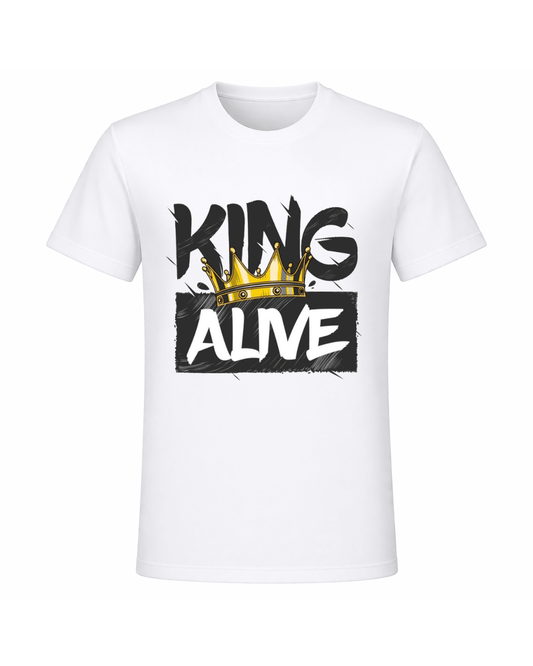 King Alive Graphic T-Shirt – Crown Design | White Polyester Tee | Premium Streetwear - ARPITUM