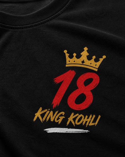King Kohli 18 Loyal Since Day One Oversized Black T-Shirt (Large) | Cricket Fan Graphic Tee | 220 GSM Premium Cotton - ARPITUM