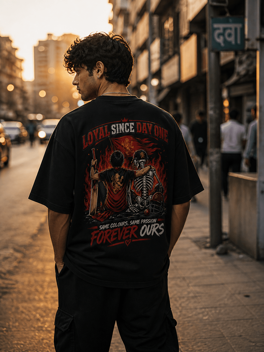 King Kohli 18 Loyal Since Day One Oversized Black T-Shirt (Large) | Cricket Fan Graphic Tee | 220 GSM Premium Cotton - ARPITUM