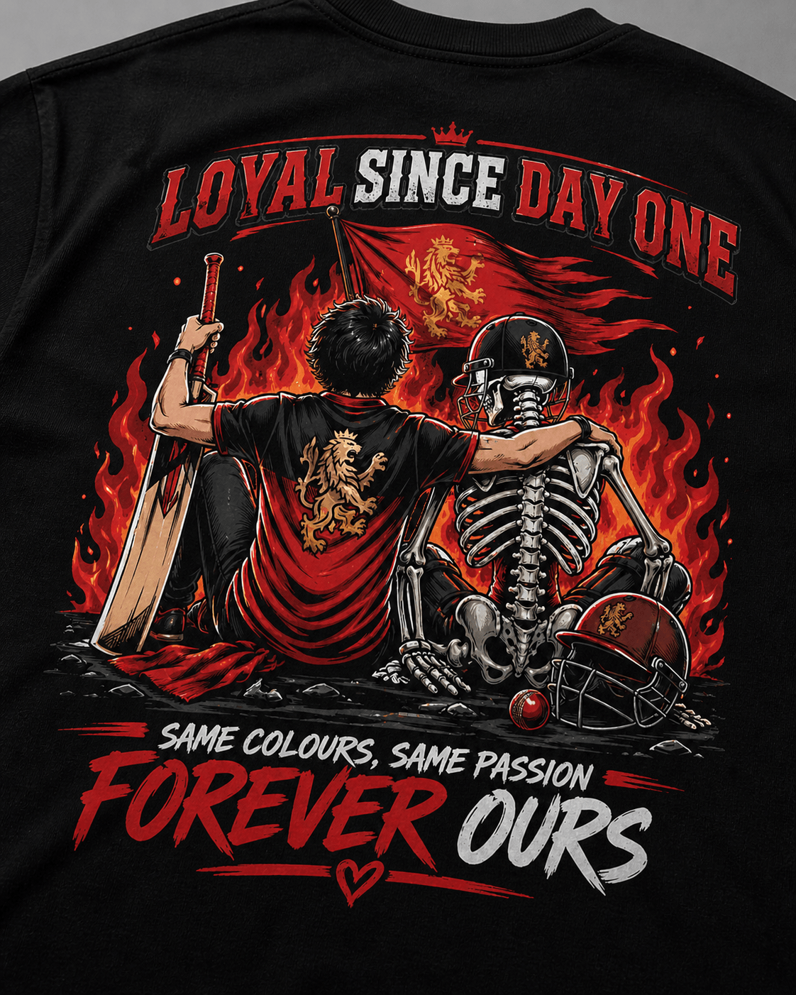 King Kohli 18 Loyal Since Day One Oversized Black T-Shirt (Large) | Cricket Fan Graphic Tee | 220 GSM Premium Cotton - ARPITUM