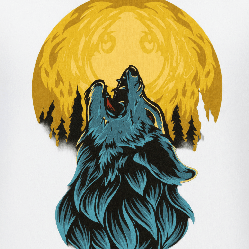 Wolf Moon Graphic T-Shirt – Howling Wolf Design | White Polyester | Premium Streetwear - ARPITUM