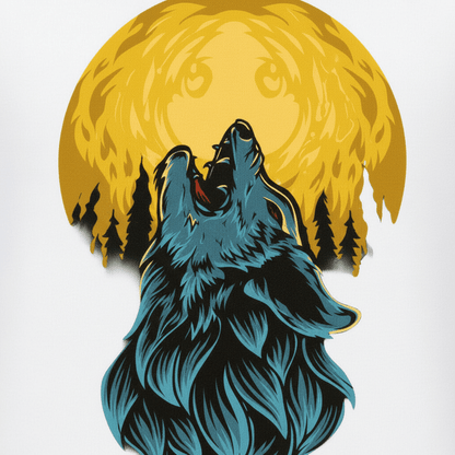 Wolf Moon Graphic T-Shirt – Howling Wolf Design | White Polyester | Premium Streetwear - ARPITUM