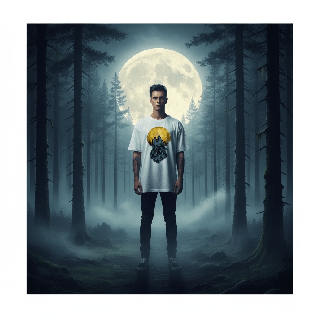 Wolf Moon Graphic T-Shirt – Howling Wolf Design | White Polyester | Premium Streetwear - ARPITUM