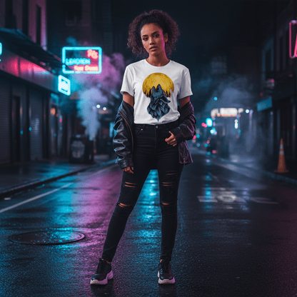 Wolf Moon Graphic T-Shirt – Howling Wolf Design | White Polyester | Premium Streetwear - ARPITUM